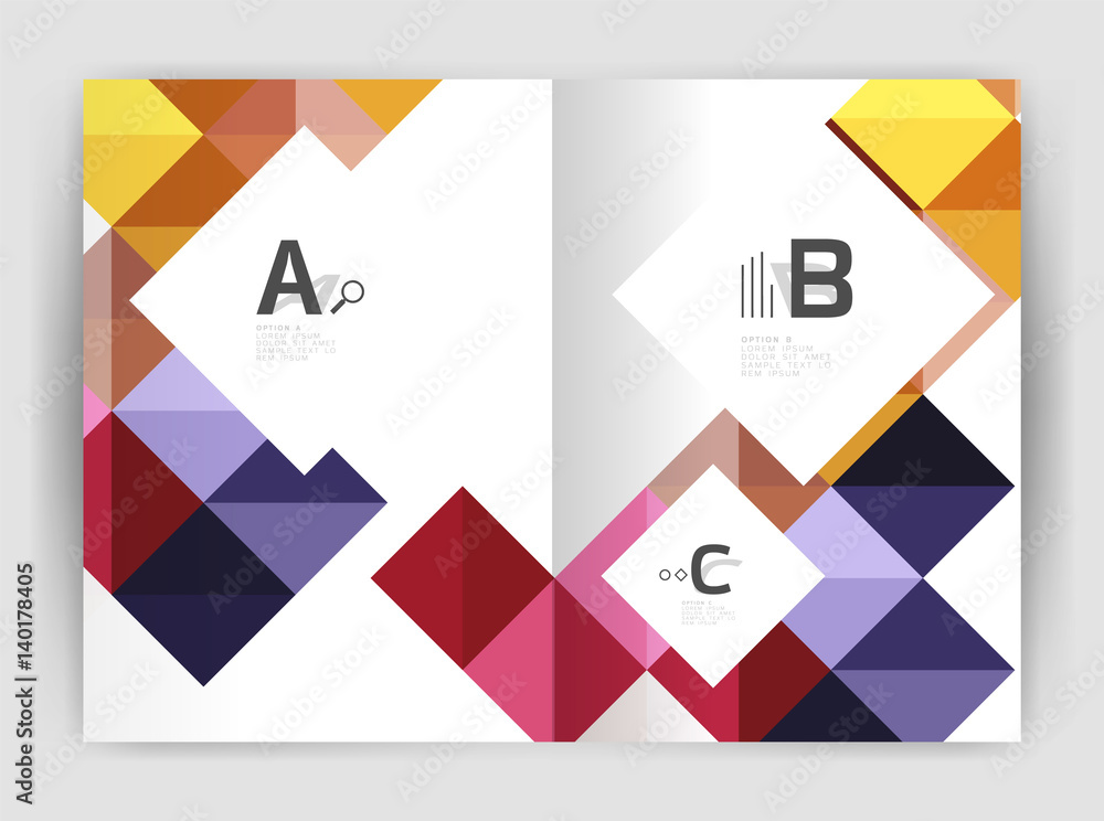 Modern minimalistic geometrical square business leaflet template