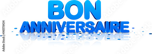 Blue happy birthday 3d banner.