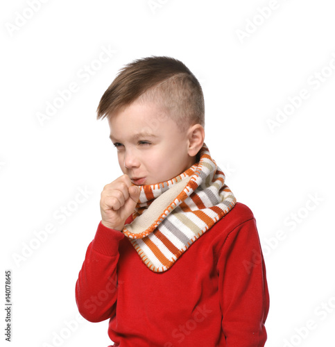 Cute little boy in warm sca...