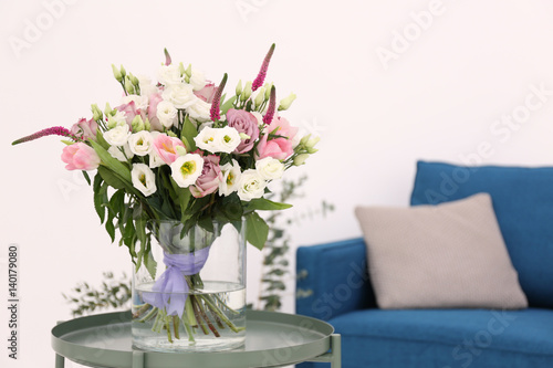Interior design of room with beautiful flowers