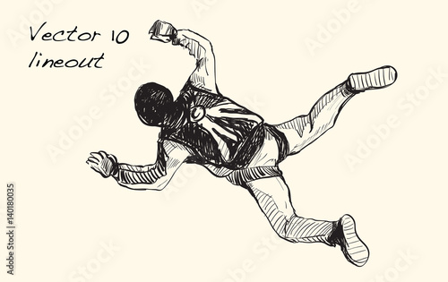 sketch of skydiving on the air, free hand draw illustration vector