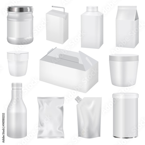 Food pack mockup set, realistic style
