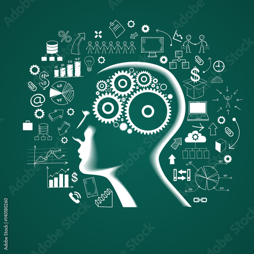 Human head and symbolize thinking