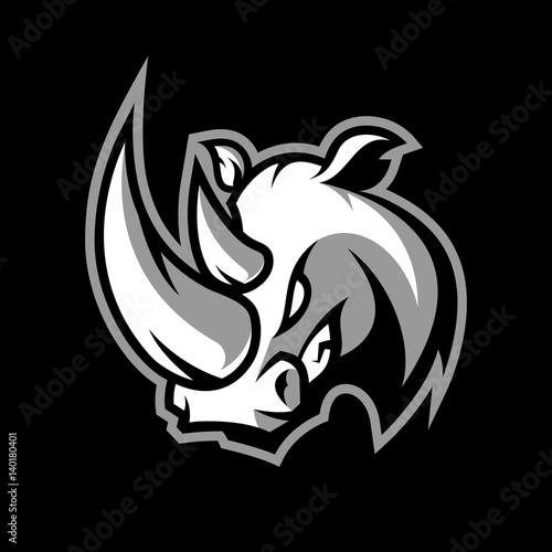 Furious rhino sport vector logo concept isolated on dark background. Professional team badge design.
Premium quality wild animal t-shirt tee print illustration.