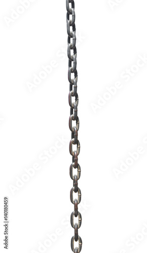 Rusty metal chain on white background