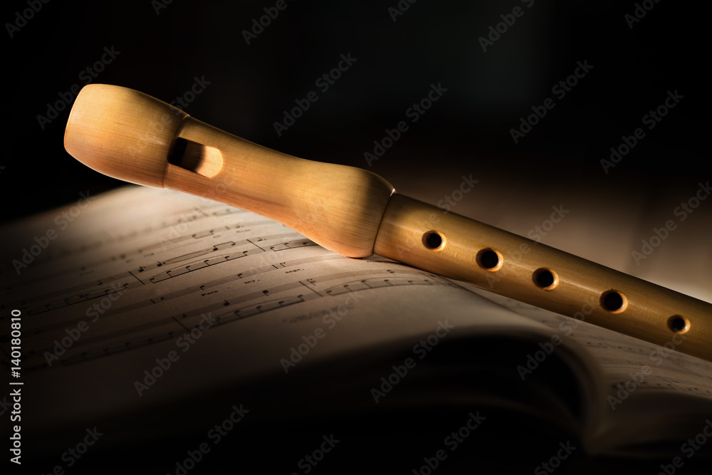 Fototapeta premium flauto dolce con spartito