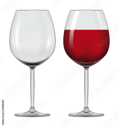 Transparent vector wineglass with red wine.
