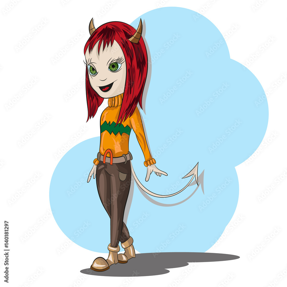 Illustration of little devil little girl Illustration of little devil little girl