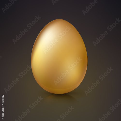 Golden egg, Realistic Ester egg with reflections and reflexes, volumetric 3D vector illustration.