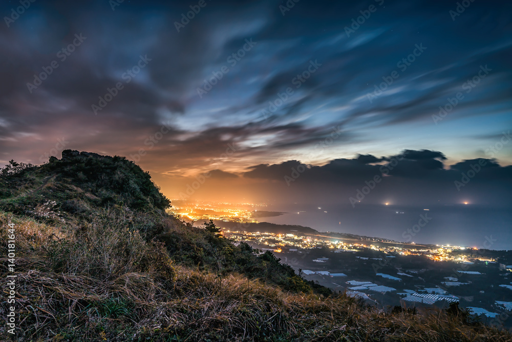 beautiful sunrise in Mt. Gunsan, Jeju Island