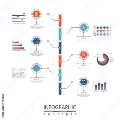 Infographic timeline template can be used for chart, diagram, web design, presentation, advertising, history. Vector infographic illustration