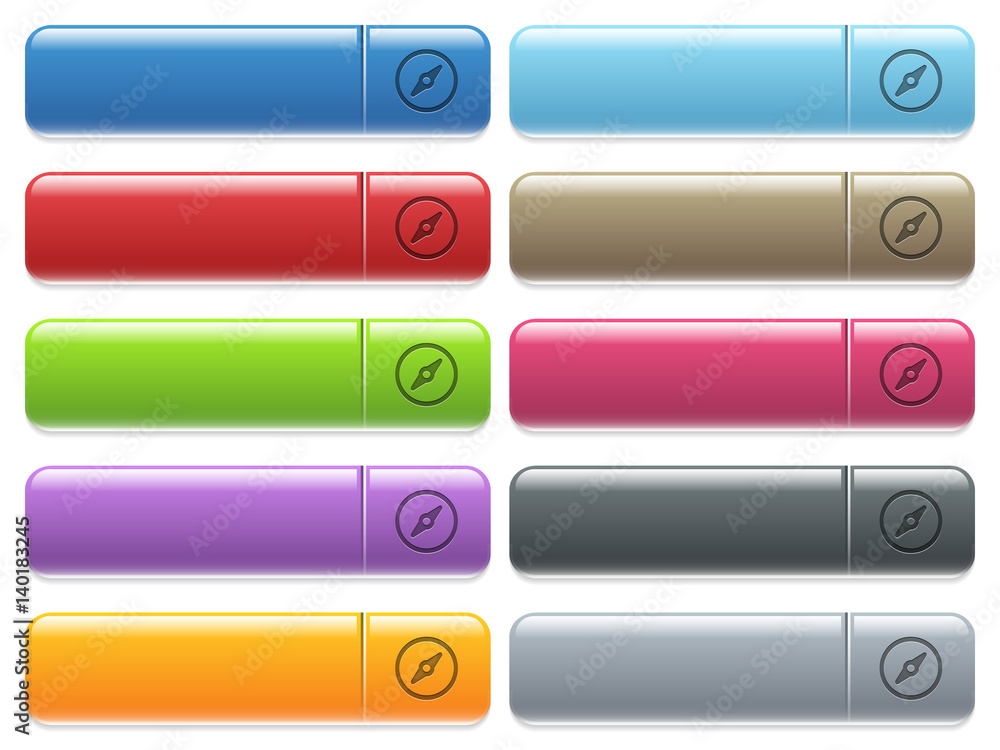 Compass icons on color glossy, rectangular menu button Compass icons on color glossy, rectangular menu button