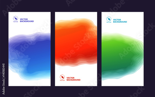 Set of three banners, abstract headers with step effects