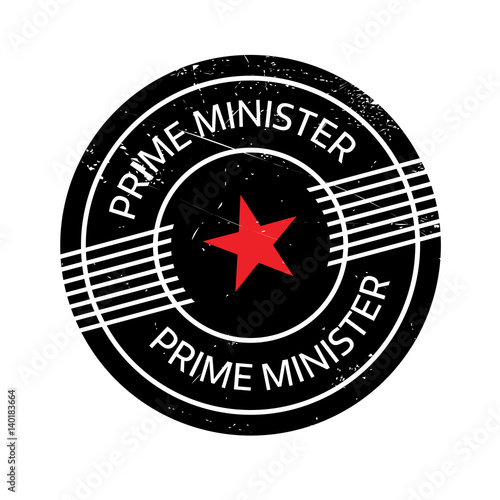 Prime Minister rubber stamp. Grunge design with dust scratches. Effects can be easily removed for a clean, crisp look. Color is easily changed.