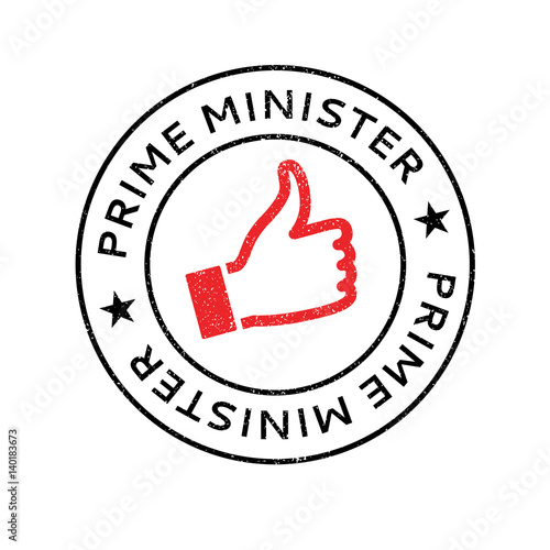 Prime Minister rubber stamp. Grunge design with dust scratches. Effects can be easily removed for a clean, crisp look. Color is easily changed.