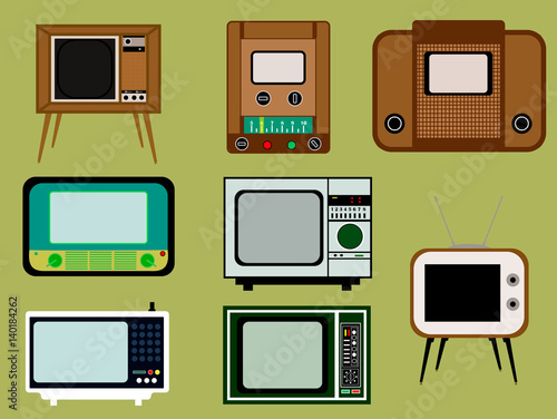 Set of old TV. Hipster design.