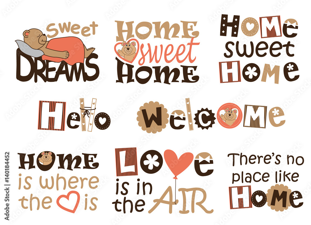 Fototapeta premium Set of cute wall designs for children to decorate their room