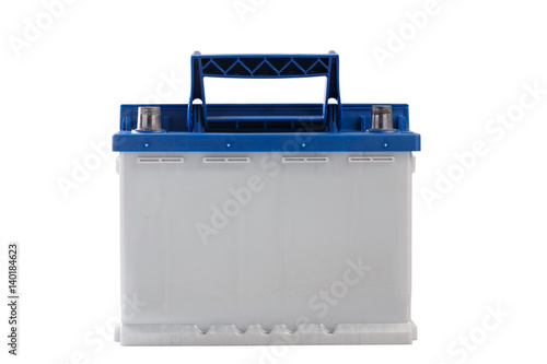 Rechargeable  car battery isolated on white background.