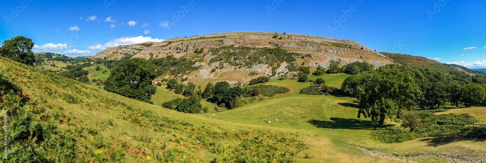 Denbigshire landscape seen from the Panorama Walk, near Llangollen, Denbighshire, Wales, UK Denbigshire landscape seen from the Panorama Walk, near Llangollen, Denbighshire, Wales, UK