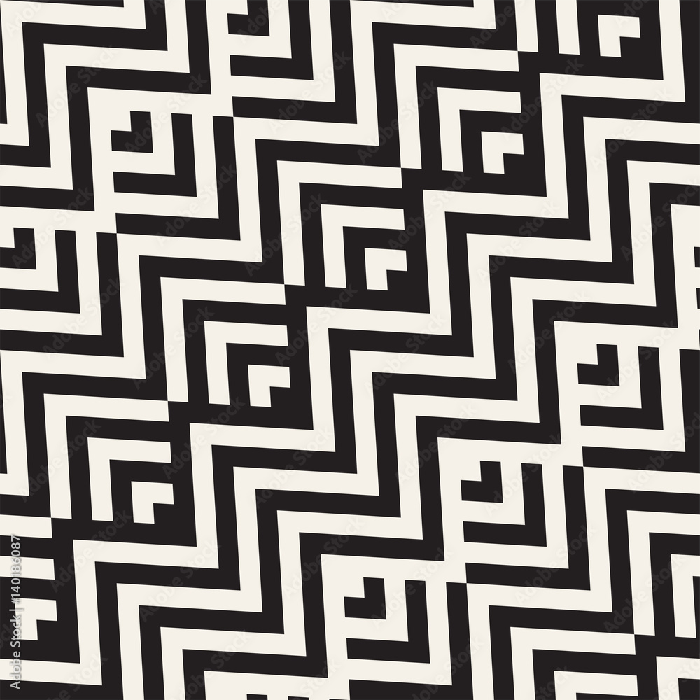Abstract ZigZag Parallel Stripes. Vector Seamless Pattern. Repeating Monochrome Background Abstract ZigZag Parallel Stripes. Vector Seamless Pattern. Repeating Monochrome Background