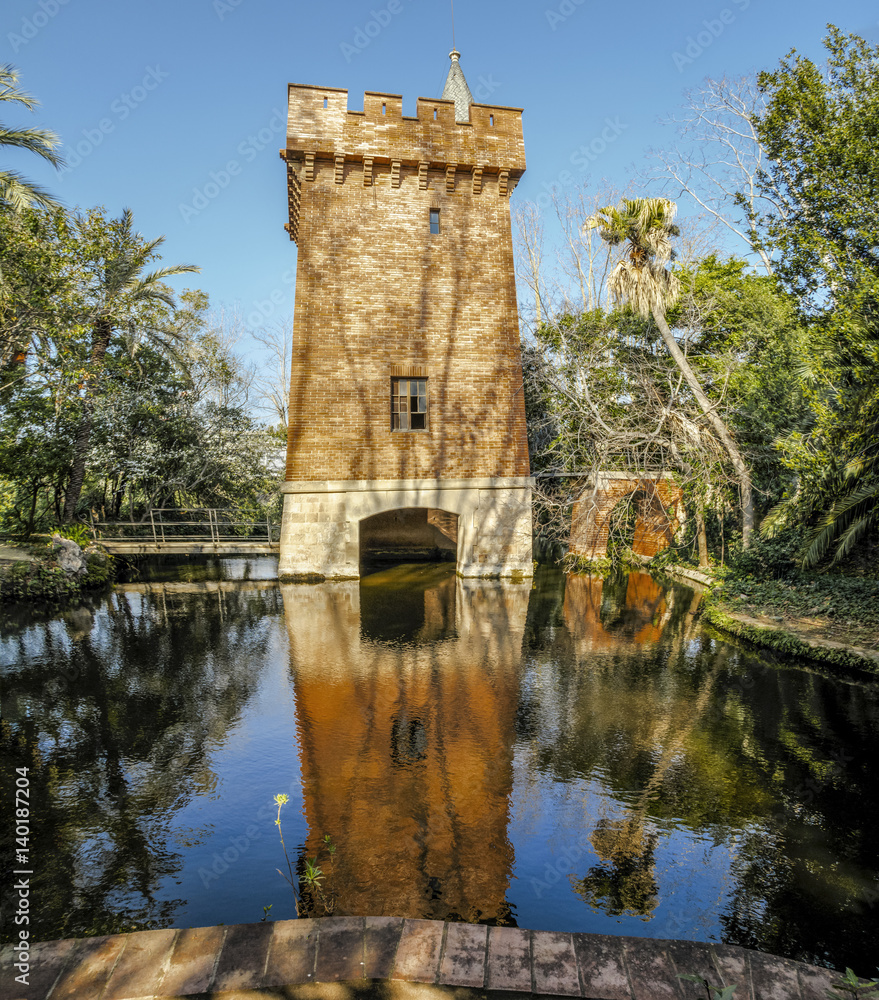 Castle of the lake, in Park Can Soley Badalona Barcelona, Spain Castle of the lake, in Park Can Soley Badalona Barcelona, Spain