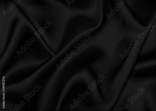 Black Satin Background - Abstract Fabric Illustration, Vector