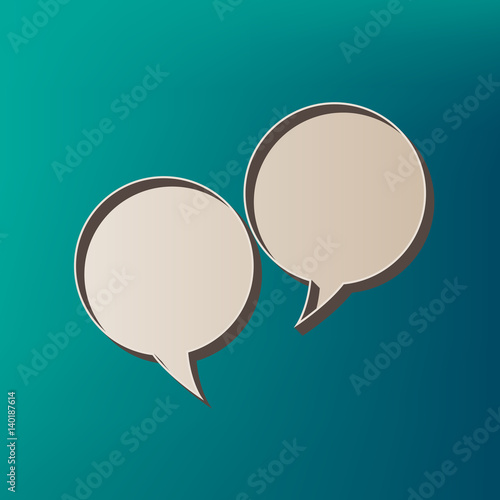Speech bubble sign. Vector. Icon printed at 3d on sea color background.