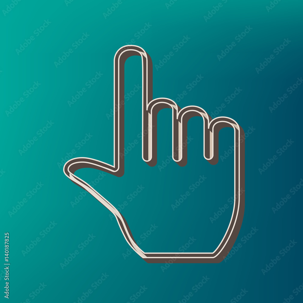 Hand sign illustration. Vector. Icon printed at 3d on sea color background. Hand sign illustration. Vector. Icon printed at 3d on sea color background.