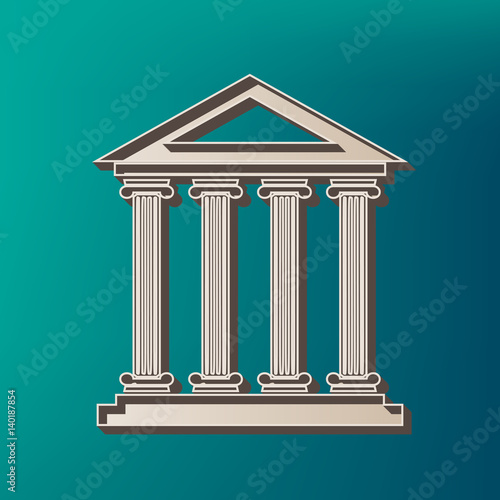 Historical building illustration. Vector. Icon printed at 3d on sea color background.