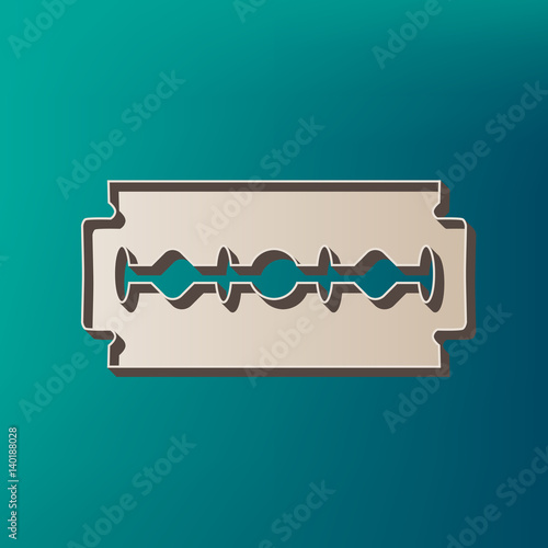 Razor blade sign. Vector. Icon printed at 3d on sea color background.