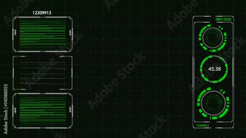 HUD Futuristic High Tech Planet Earth and Man in armor Digital Display Scanner, 4K
