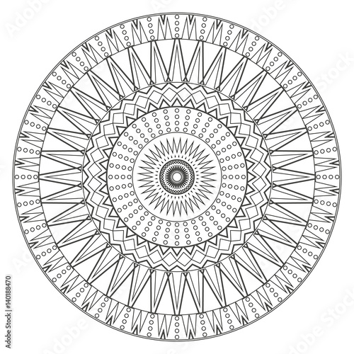 Ancient mandala coloring page for adults on