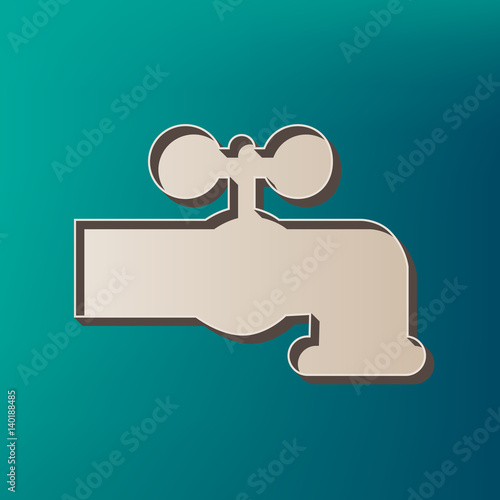 Water faucet sign illustration. Vector. Icon printed at 3d on sea color background.