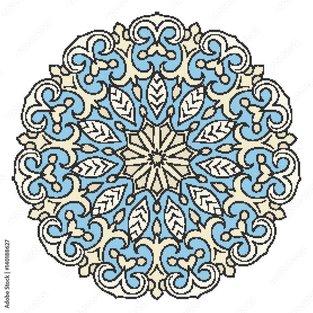 Embroidery mandala isolated on white background. Illustration