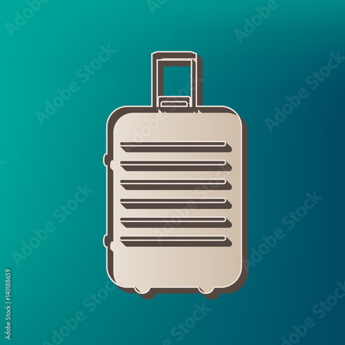 Baggage sign illustration. Vector. Icon printed at 3d on sea color background.