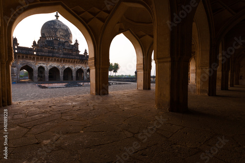 Ibrahim Roza Rauza Mausoleum Arches Framed in Bijapur, India