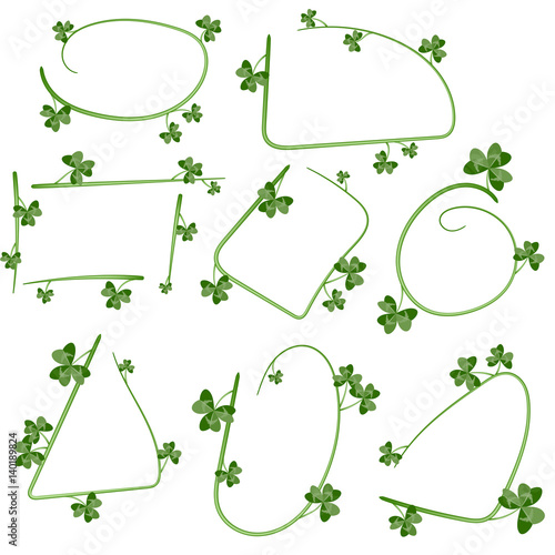 Set of ecological leaf frame on white background. For use as logos on cards, in printing, posters, invitations, web design and other purposes.