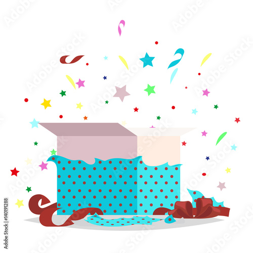 Open Blue Gift Box Illustration Holiday Collection