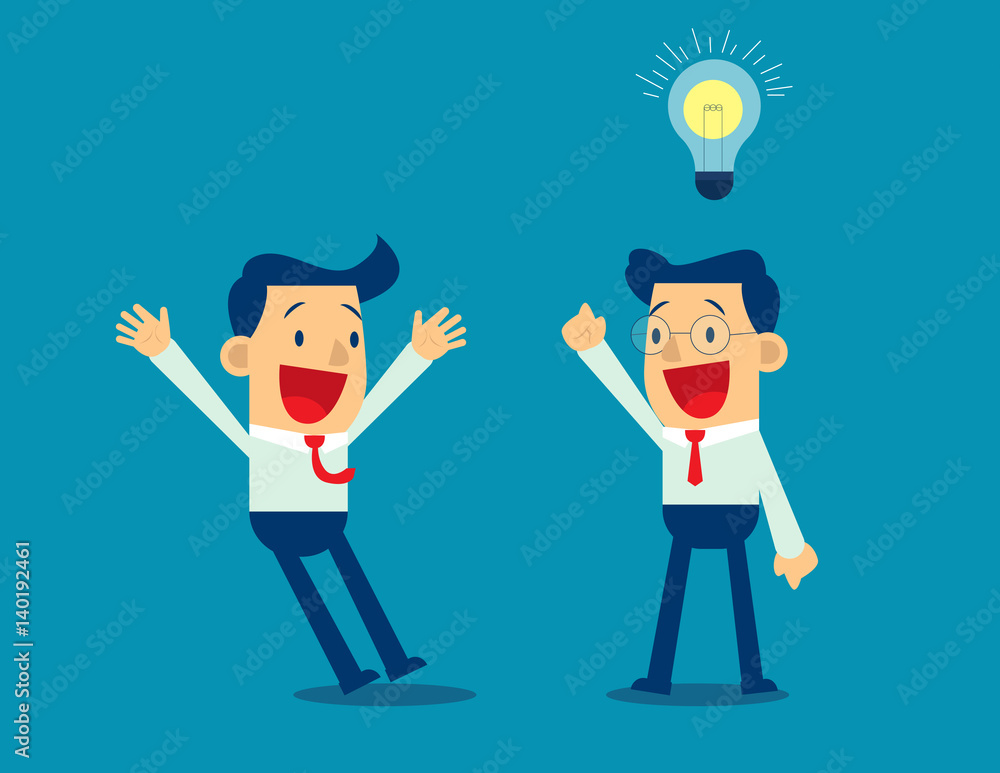 Businessman cartoon character with idea. Concept business vector Businessman cartoon character with idea. Concept business vector