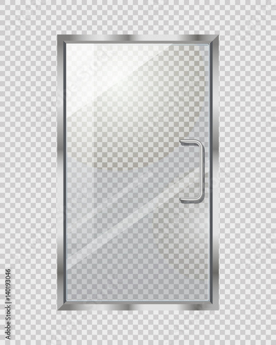 Transparent Door on Grey Checkered Background