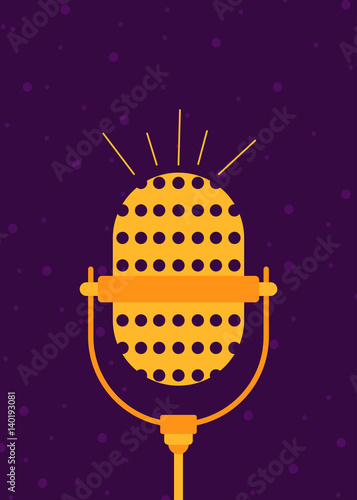 Vintage style poster or flyer of mic