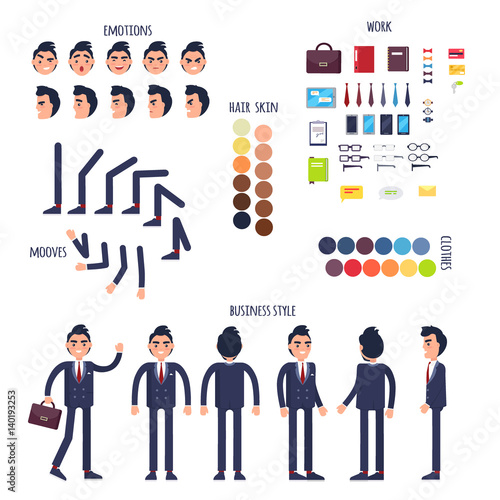 Businessman Character Generator Flat Vector