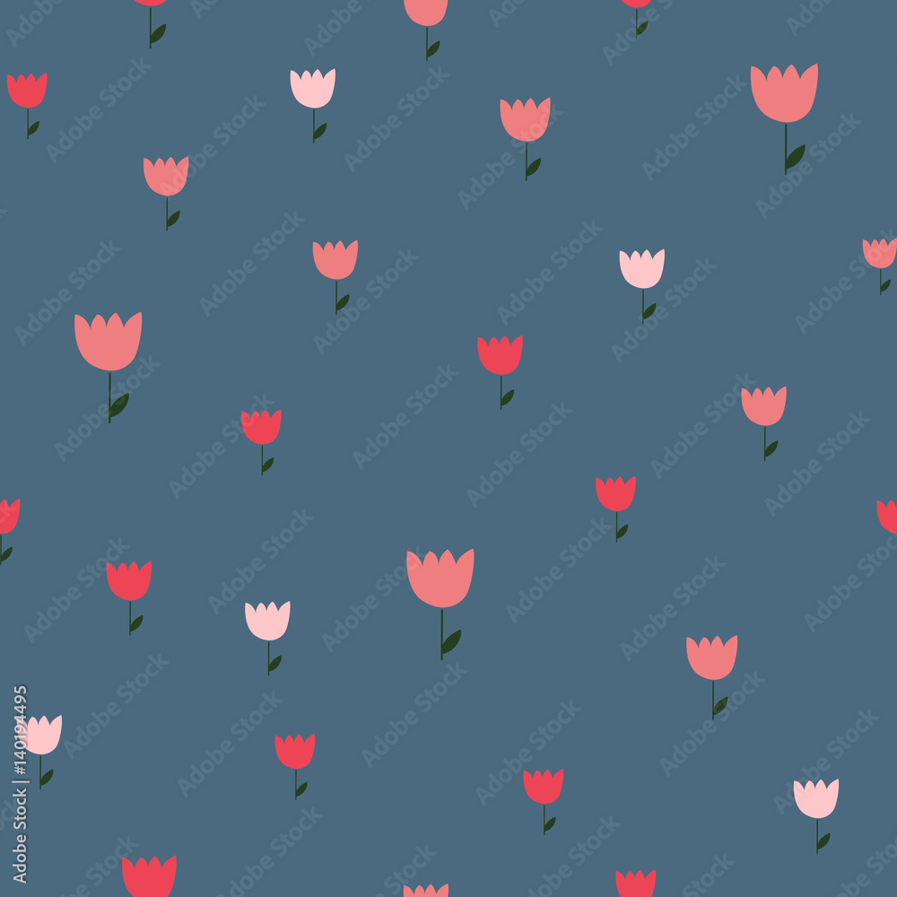 Seamless pattern graphic tulips . Spring wrapping paper. Floral background. Hand drawn Vector illustration. Nature texture.