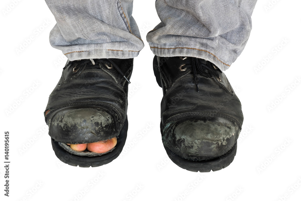 Old men's shoes isolated on white background. Old men's shoes isolated on white background.