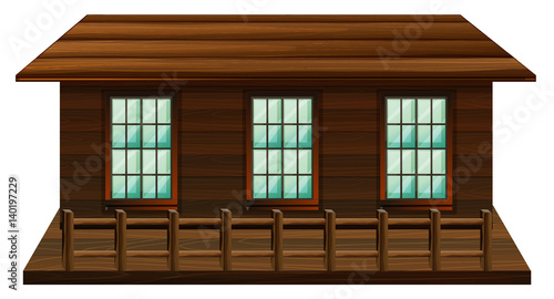 Wooden cabin with three windows