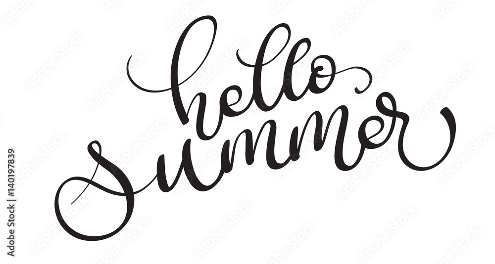 hello summer vector text on white background. Calligraphy lettering illustration EPS10 hello summer vector text on white background. Calligraphy lettering illustration EPS10