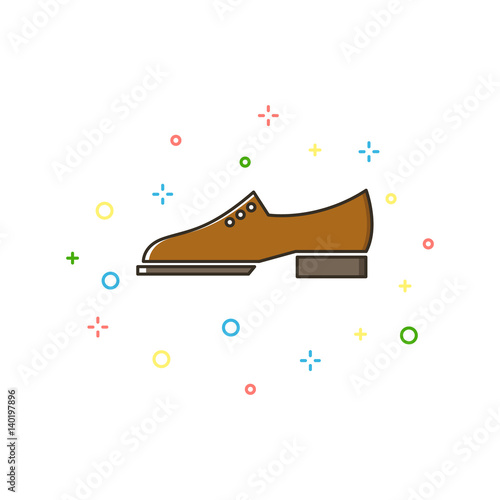 Brogue shoes color thin line icon.Vector illustration