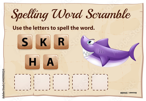 Spelling word scrable game with word shark