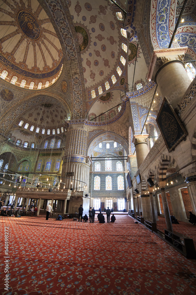 Obraz premium Istanbul, Turkey - March 04, 2017: View of Sultanahmet Mosque, built by Sinan the architect