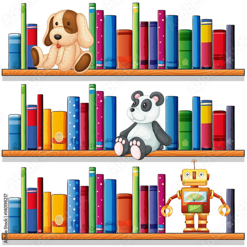 Toys and books on the shelves